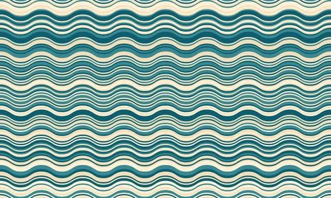 Seamless wave pattern in calming teal and cream tones.  Perfect for textile d Illustrazione stock