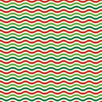 Seamless Wave Pattern in Christmas Colors Isolated on White Stock Illustration