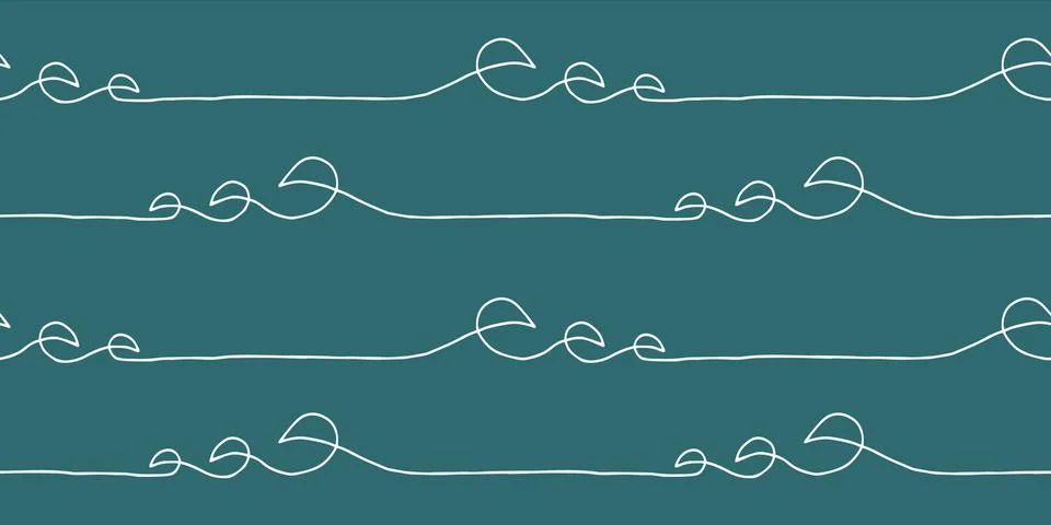 Seamless wave pattern drawn with one continuous line Stock Illustration