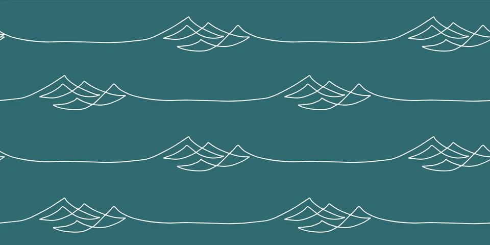 Seamless wave pattern drawn with one continuous line Stockillustratie