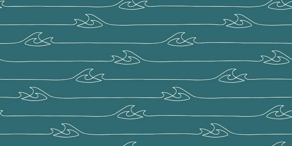 Seamless wave pattern drawn with one continuous line Ilustración de archivo