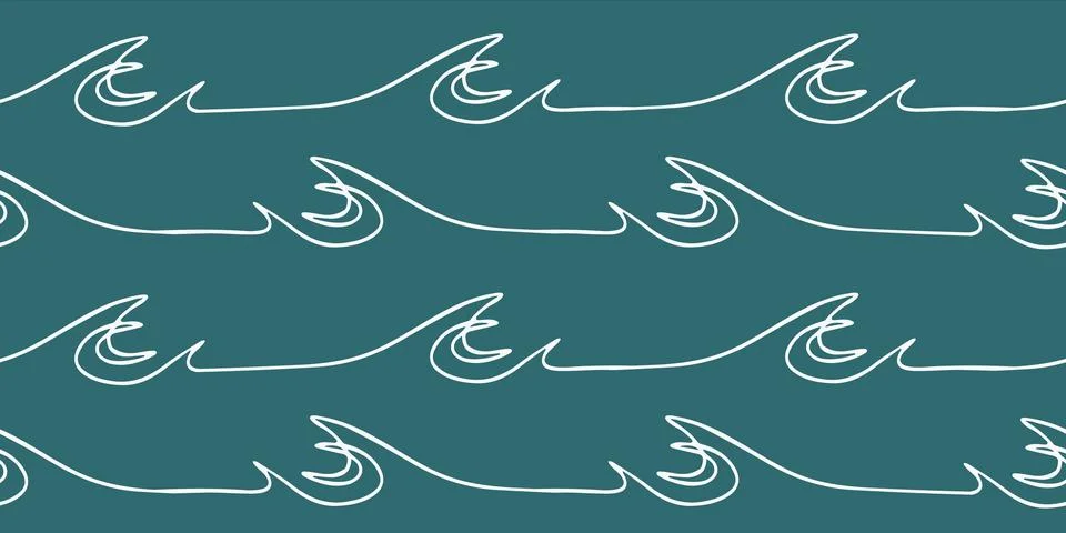 Seamless wave pattern drawn with one continuous line Иллюстрация