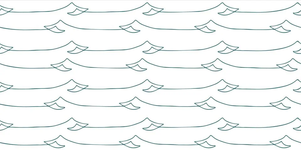 Seamless wave pattern drawn with one continuous line Stock Illustration