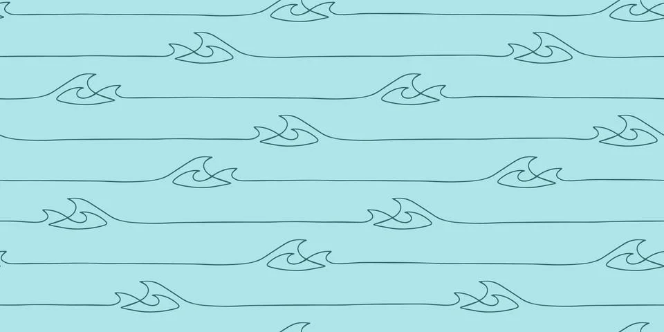 Seamless wave pattern drawn with one continuous line. Иллюстрация