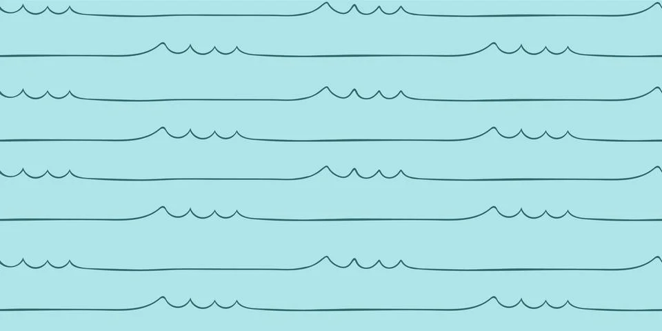 Seamless wave pattern drawn with one continuous line. Иллюстрация