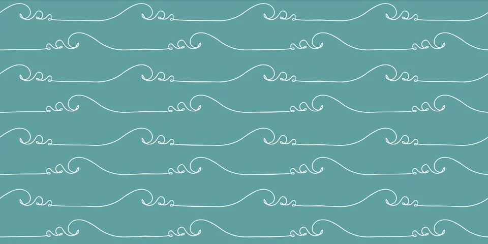 Seamless wave pattern drawn with one continuous line. Stock Illustration