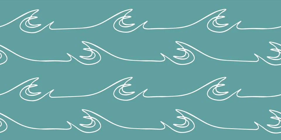 Seamless wave pattern drawn with one continuous line. Stockillustratie