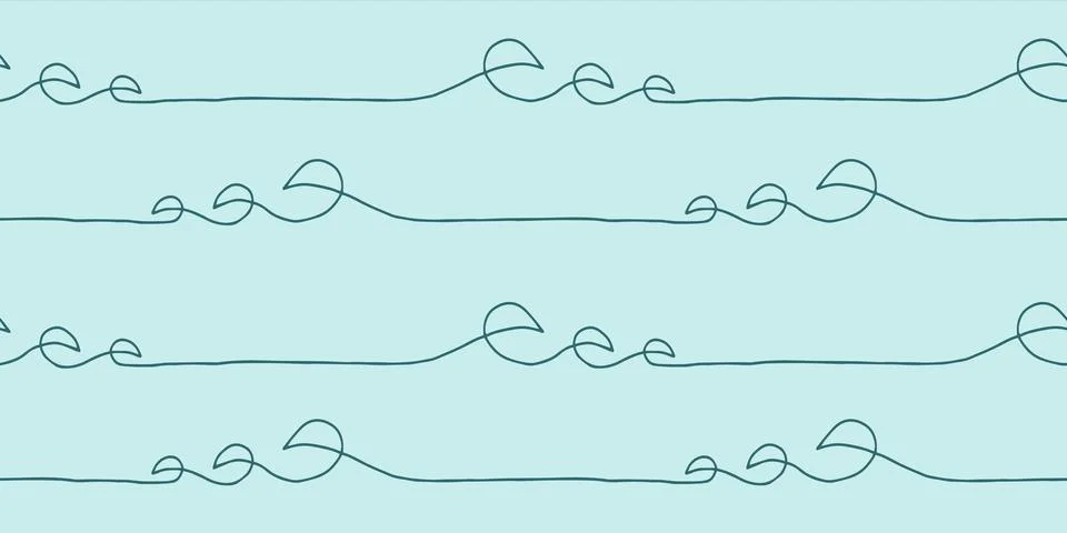 Seamless wave pattern drawn with one continuous line. Stockillustratie