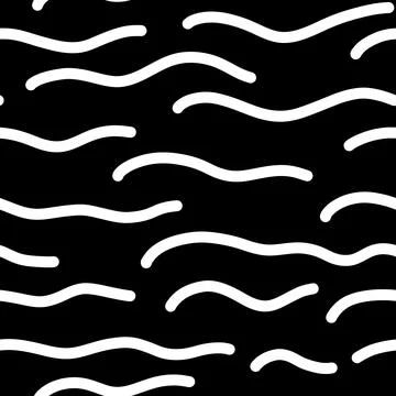 Seamless Wave Pattern. Hand Drawn Water Sea Modern Background. Stock Illustration