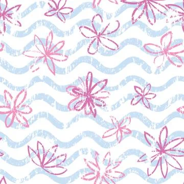 Seamless wave pattern with polka dot ornament. Stylish drawn dotted backdrop. Stock Illustration