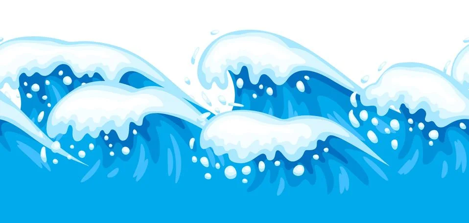 Seamless wave pattern with sea foam. Stock Illustration