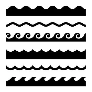 Seamless Wave Pattern Set. Vector Template 스톡 일러스트