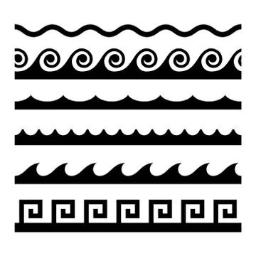 Seamless Wave Pattern Set. Vector Template 库存插图