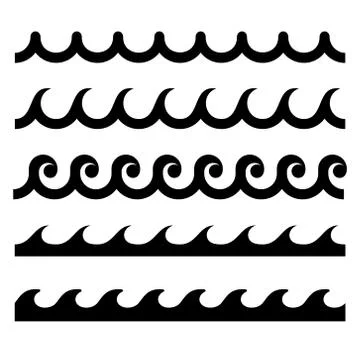 Seamless Wave Pattern Set. Vector Template 스톡 일러스트