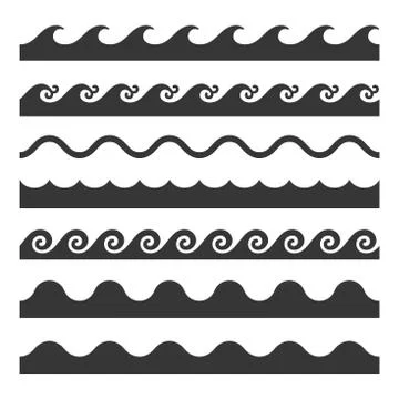 Seamless Wave Pattern Set. Vector Template Stock Illustration