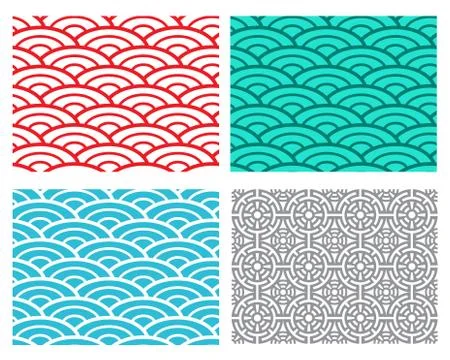 Seamless wave sea pattern in Chinese style Stock Illustration