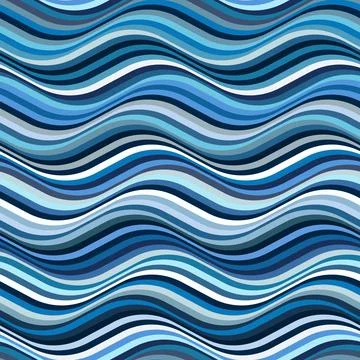 Seamless waves pattern with blue wavy lines. Vector illustration. Illustrazione stock