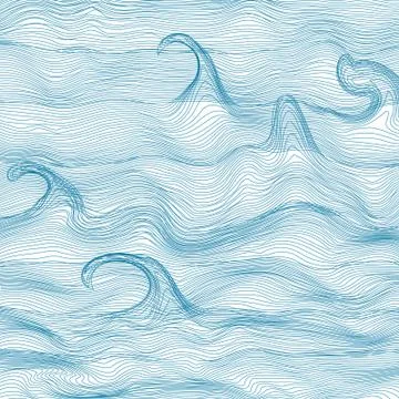 Seamless waves pattern in ocean colors Stock Illustration