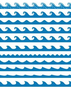 Seamless waves patterns set Stock Illustration