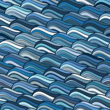 Seamless wavy blue pattern . Sea vector illustation. Stock Illustration