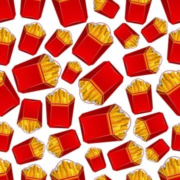 Seamless wavy fries pattern for fast food design Stock Illustration