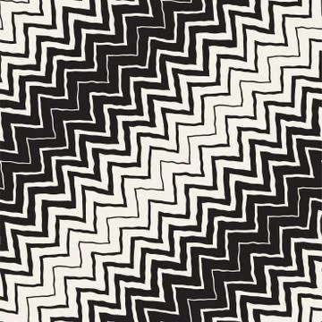 Seamless Wavy Hand Drawn Stripes Pattern. Repeating Vector Texture. Stock Illustration