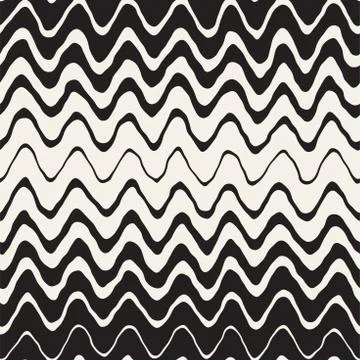 Seamless Wavy Hand Drawn Stripes Pattern. Repeating Vector Texture. Stock Illustration