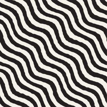 Seamless Wavy Hand Drawn Stripes Pattern. Repeating Vector Texture. Illustrazione stock