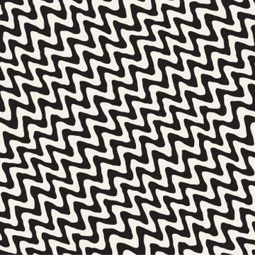Seamless Wavy Hand Drawn Stripes Pattern. Repeating Vector Texture. Stock Illustration