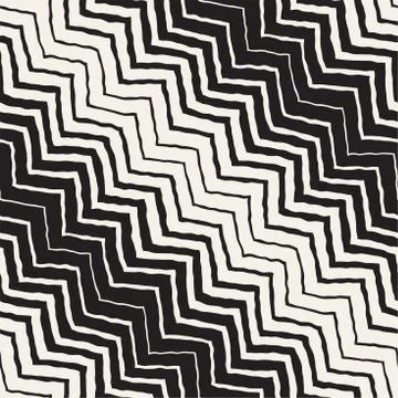 Seamless Wavy Hand Drawn Stripes Pattern. Repeating Vector Texture. Stock Illustration