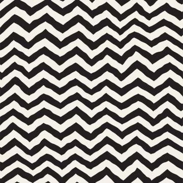 Seamless Wavy Hand Drawn Stripes Pattern. Repeating Vector Texture. Stock Illustration