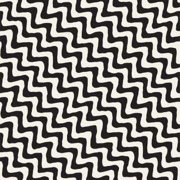 Seamless Wavy Hand Drawn Stripes Pattern. Repeating Vector Texture. Stock Illustration