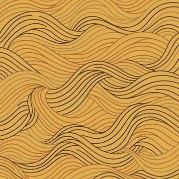 Seamless Wavy Line Pattern in Warm Golden Tones Abstract Background. Illustrazione stock