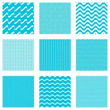 Seamless wavy line patterns collection Иллюстрация