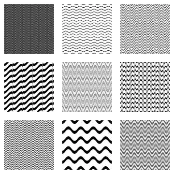 Seamless wavy line patterns 스톡 일러스트