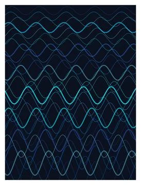Seamless wavy lines pattern in cool blue and teal shades. Illustrazione stock