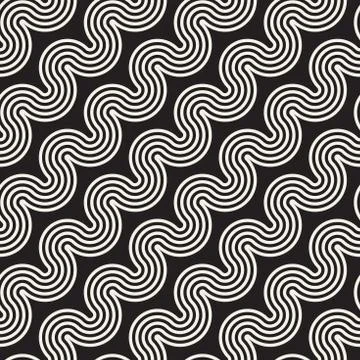 Seamless wavy lines pattern. Repeating vector texture. Stylish stripes back.. Stock Illustration