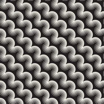 Seamless wavy lines pattern. Repeating vector texture. Stylish stripes back.. Stock Illustration