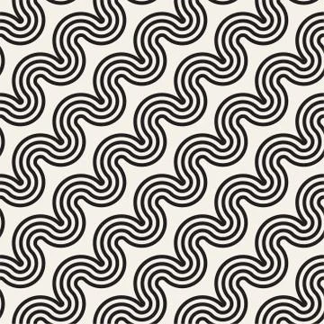 Seamless wavy lines pattern. Repeating vector texture. Stylish stripes back.. Stock Illustration