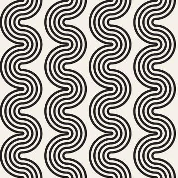 Seamless wavy lines pattern. Repeating vector texture. Stylish stripes back.. Stock Illustration