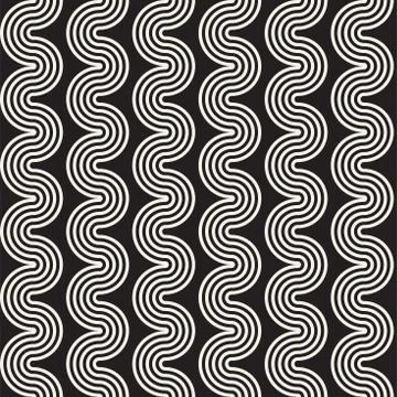 Seamless wavy lines pattern. Repeating vector texture. Stylish stripes back.. Stock Illustration