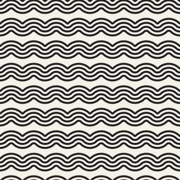 Seamless wavy lines pattern. Repeating vector texture. Stylish stripes back.. Stock Illustration