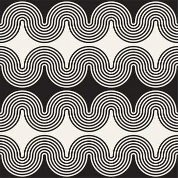 Seamless wavy lines pattern. Repeating vector texture. Stylish stripes back.. Stock Illustration