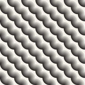 Seamless wavy lines pattern. Repeating vector texture. Stylish stripes back.. Stock Illustration