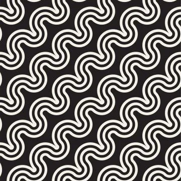 Seamless wavy lines pattern. Repeating vector texture. Stylish stripes back.. Stock Illustration
