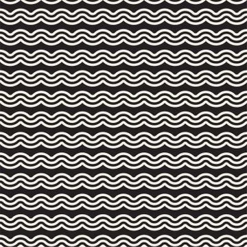 Seamless wavy lines pattern. Repeating vector texture. Stylish stripes back.. Stock Illustration