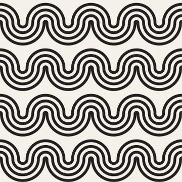 Seamless wavy lines pattern. Repeating vector texture. Stylish stripes back.. Stock Illustration