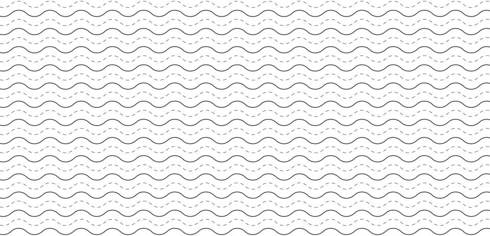 Seamless wavy solid and dashed line pattern. Stock Illustration