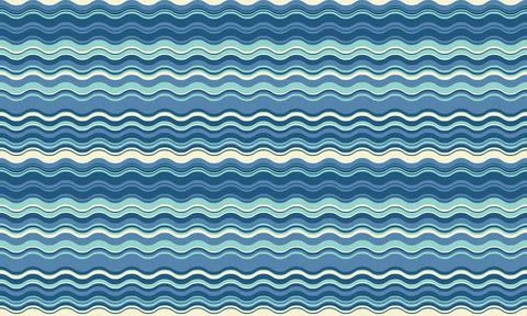 Seamless wavy stripes pattern in calming blues and creams.  Perfect for texti 库存插图