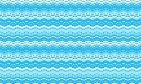 Seamless wavy stripes pattern.  Vibrant blue and cream colors create a calmin Stock Illustration